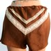Silk Lingerie Shorts Panties Lace / Brown Ivory Chevron Vintage Jacquard / Small - Alma Garconne Tap Shorts