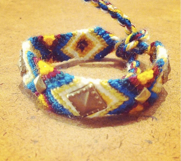 Brass White Beige Blue Party Studded Friendship Bracelet