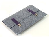 MacBook Air 13 Sleeve MacBook 13 Air Case MacBook 13 Cover grey synthetic felt violet leather briefcase cover handmade by SleeWay