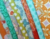 SUMMER SURPRISE bunting/pennant flags in bright colors, orange, lime, aqua and gray....Bright and Beautiful