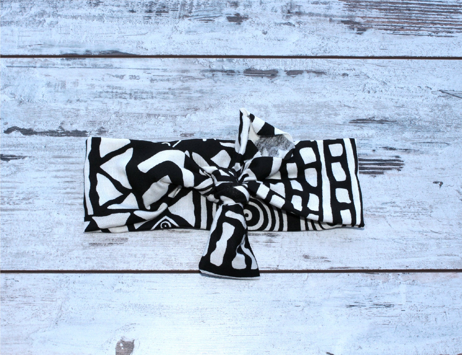 NEW 2013 WRAP COLLECTION - Black and White Tribal Print head wrap/scarf / headband / adult / spring / summer / nautical