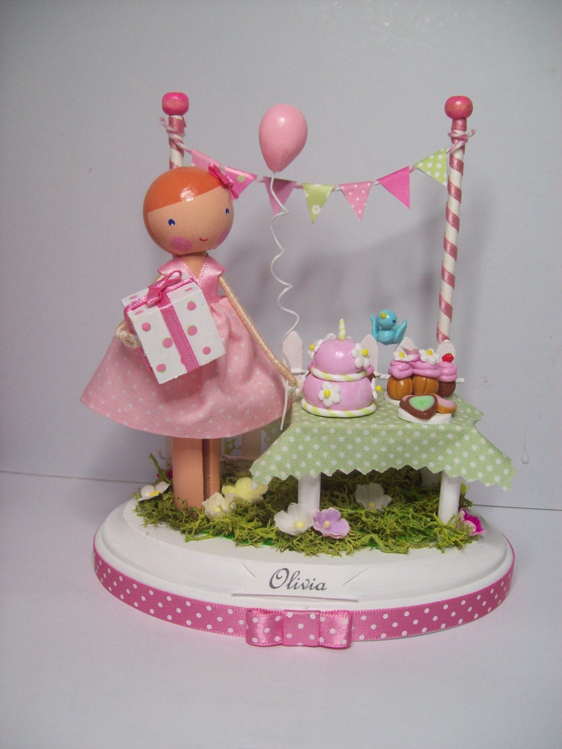 Clothespin doll-Custom celebration cake topper