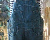 Vintage 80's Faded Dark Green  Denim Overalls  - Size Small-Medium