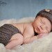 READY TO SHIP Newborn Newsboy Crochet Hat and Diaper Cover Taupe