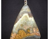 Crazy Lace Agate Stone Triangle Pendant with Sterling Silver with Chain- Agate Necklace