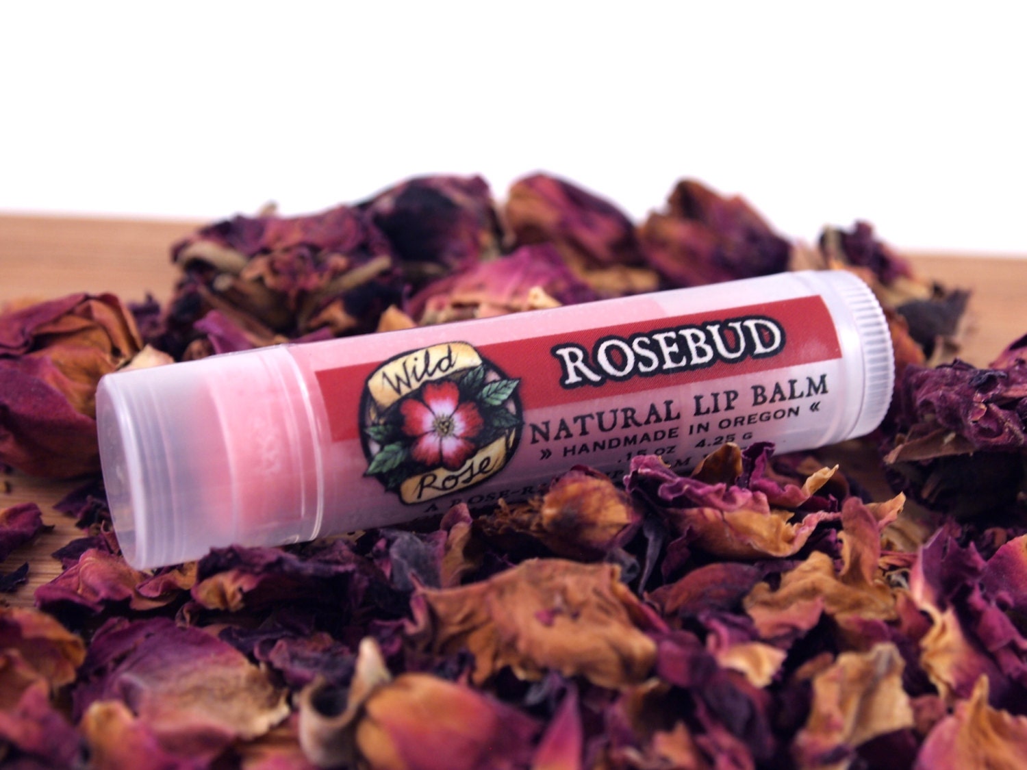 Rose Lip Balm ROSEBUD Organic All Natural Pink Floral  .15 oz