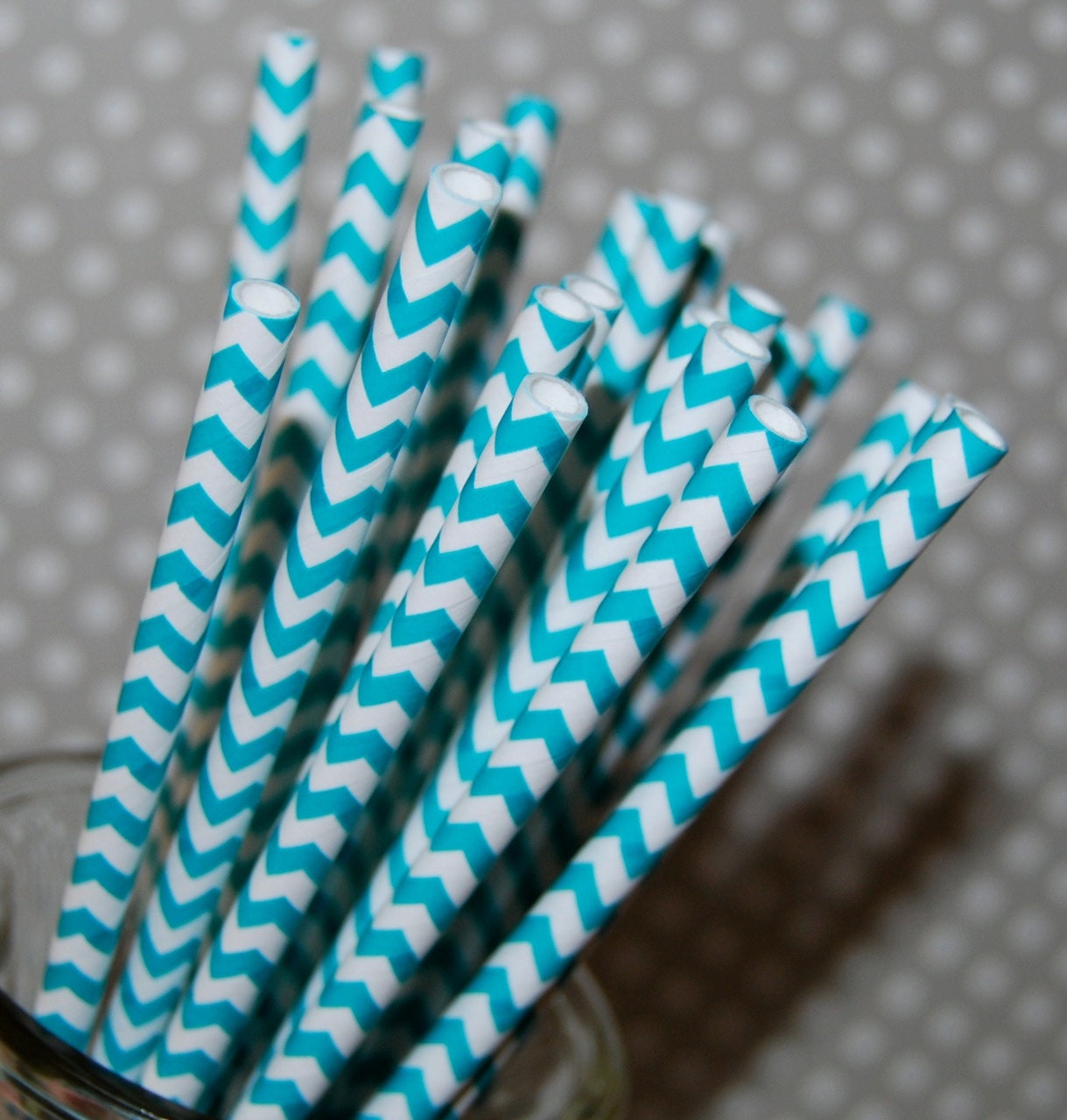 Chevron Straws - Aqua - 100 paper straws & Flags - chevron stripe drinking straws - zig zag cake pop sticks vintage party straws