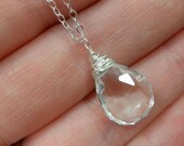 Crystal Quartz Briolette Wire Wrapped Necklace (Free Shipping)