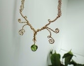 The Great Deku Tree Inspired Necklace with Dangling Kokiri's Emerald