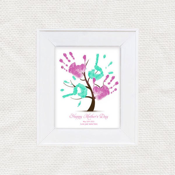 mother's day childrens hand print tree - printable editable file