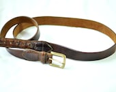 Vintage Leather Belt Tanned Dark Brown Mens Sz 42 XL Made in USA