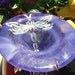 Glass GARDEN STAKE, Dragonfly, BUTTERFLY Feeder, Bird Feeder, smoky violet, stained glass, copper
