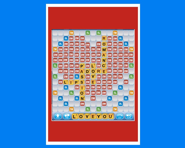 Love Card - WORDS With Friends - Romantic - Heart - Love - Red - Scrabble - Valentine - Funny - Humor - Romance - Passion - Love You