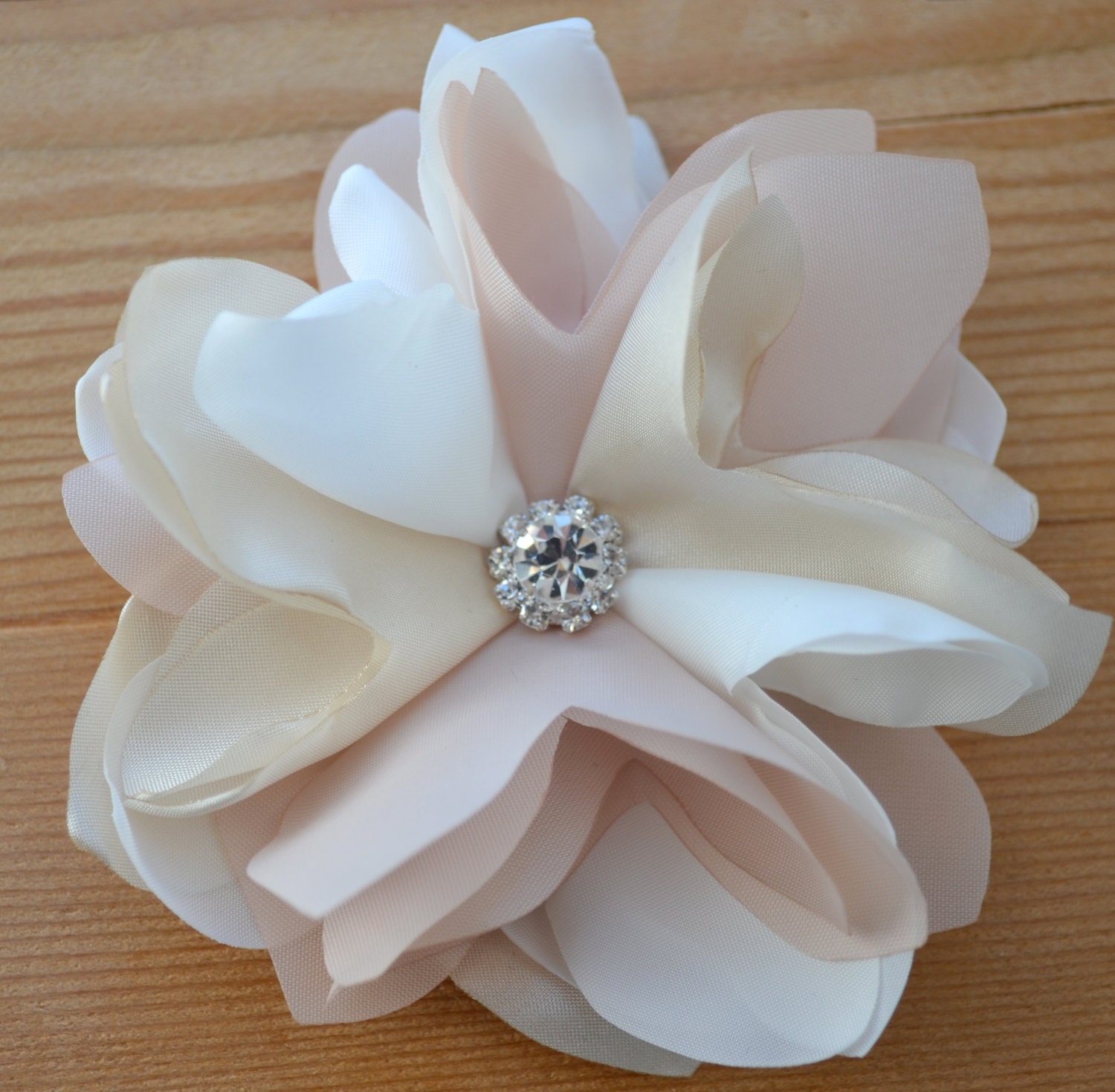 Multi Color Bridal Flower Hair Clip - Champagne, Ivory and Nude - Simple Pendant - Rhinestone Fascinator- SALE