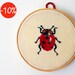 Ladybug - Hand's embroidery in wooden hoop - Red - Summer home decor