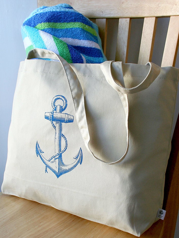 Large Anchor Tote Beach Bag