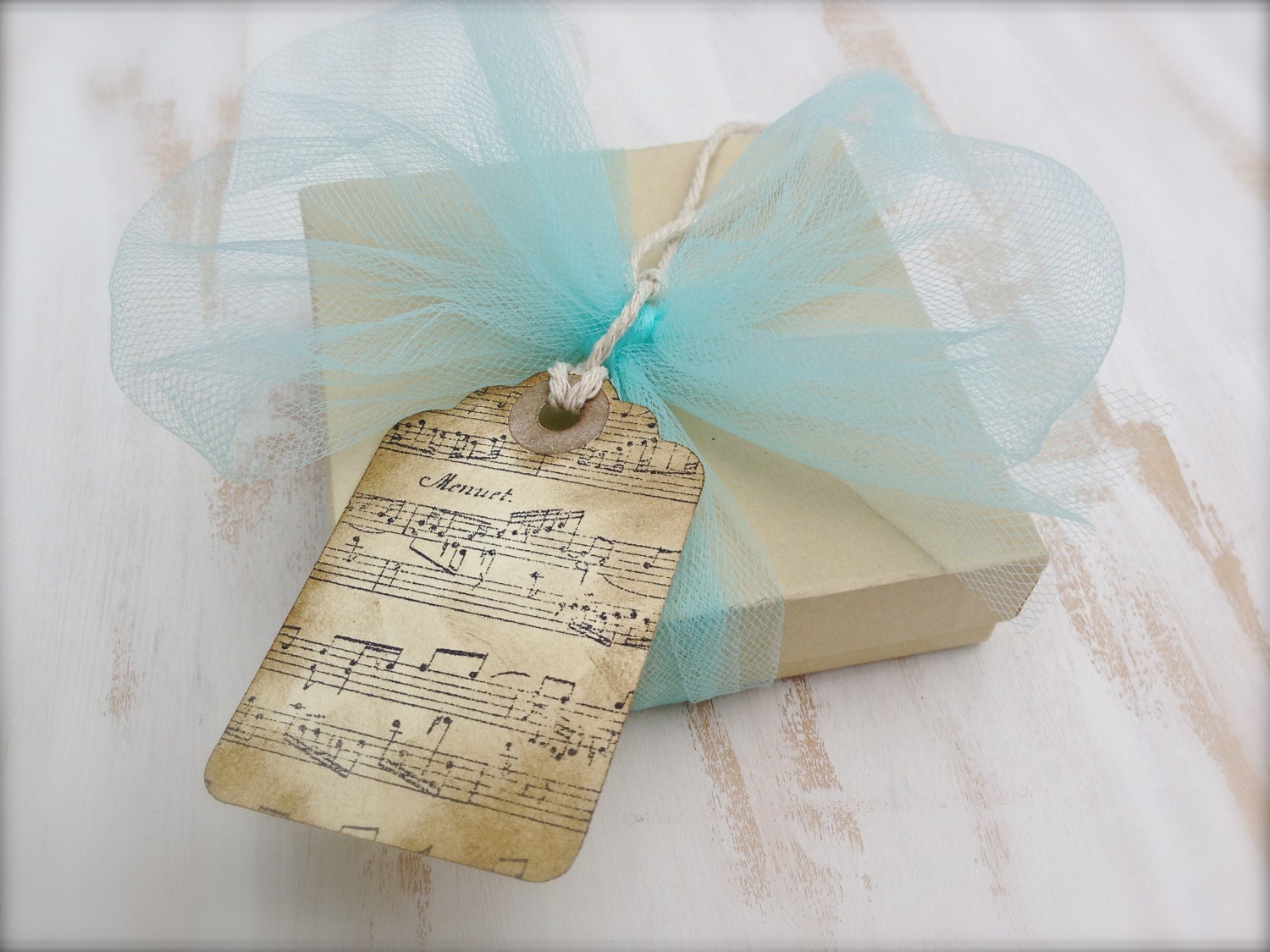 Handmade Music Gift Tags - Set of 12 Distressed Paper Gift Tags - Paper Ephemera - Tags - Gifts
