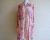 Biba Style Glam Silk Floral Early 70s Hippie Dress