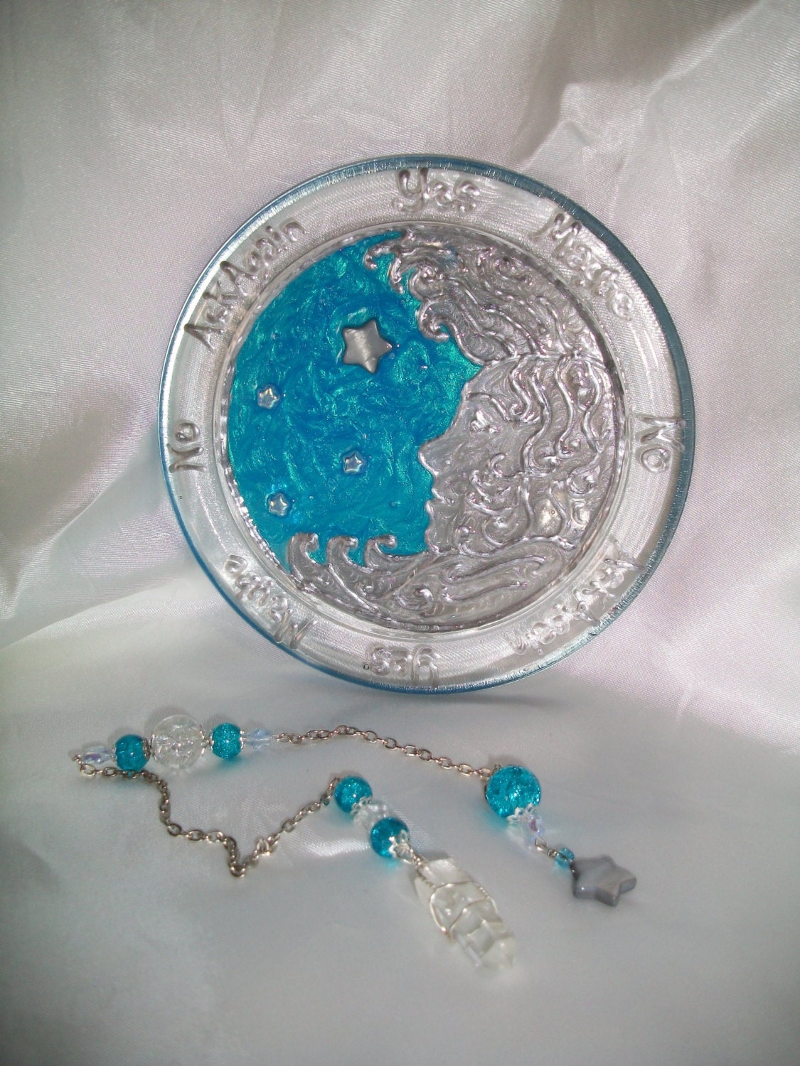 Azure Moon Goddess/ Quartz Crystal Pendulum Divination Set  -  S&H Included