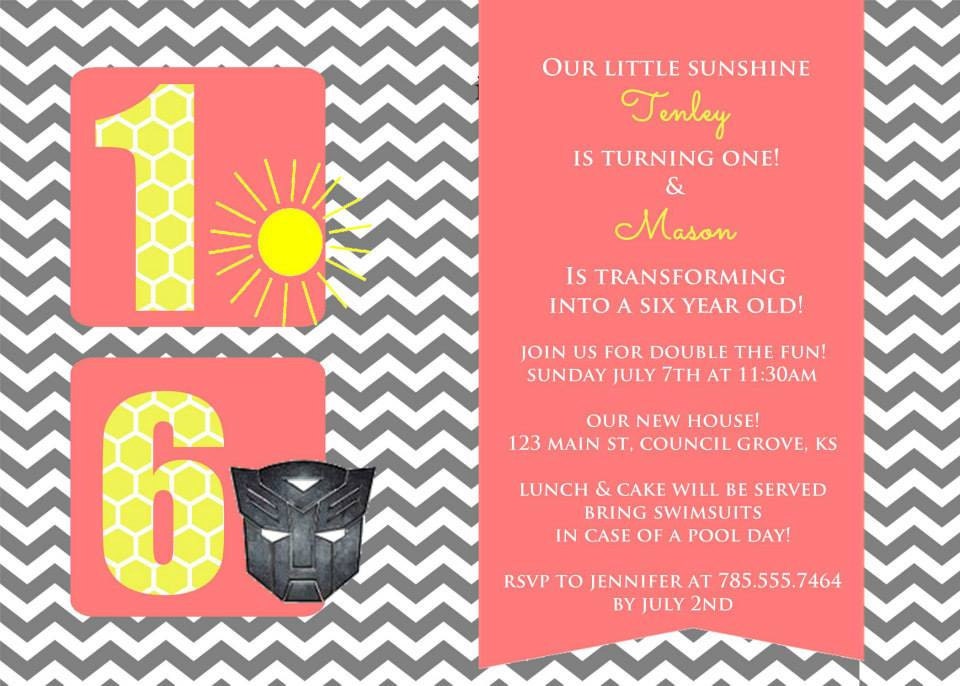 Chevron Double Birthday Invitation