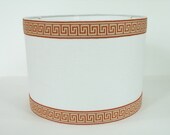 Small Drum Lampshade in off white linen with greek key trim
