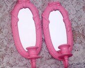 wall sconces mirrored syroco vintage beachy romantic shabby chic sconces girly girl sweet pea pink home decor