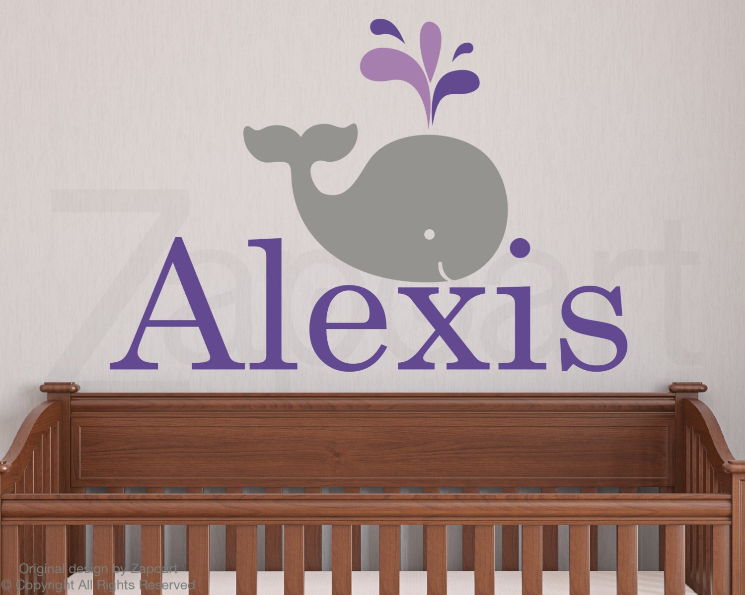 Children Wall Decal Baby Whale with Personalized Name Vinyl decal