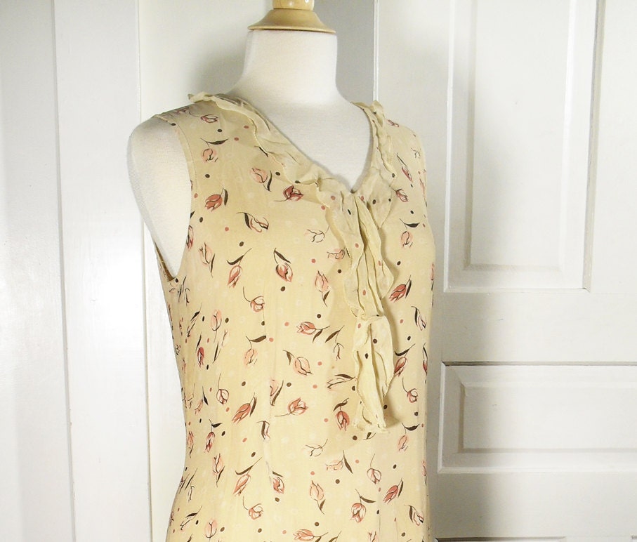 1920s Revival Sundress Sleeveless Drop Waist 1980s Summer Dress