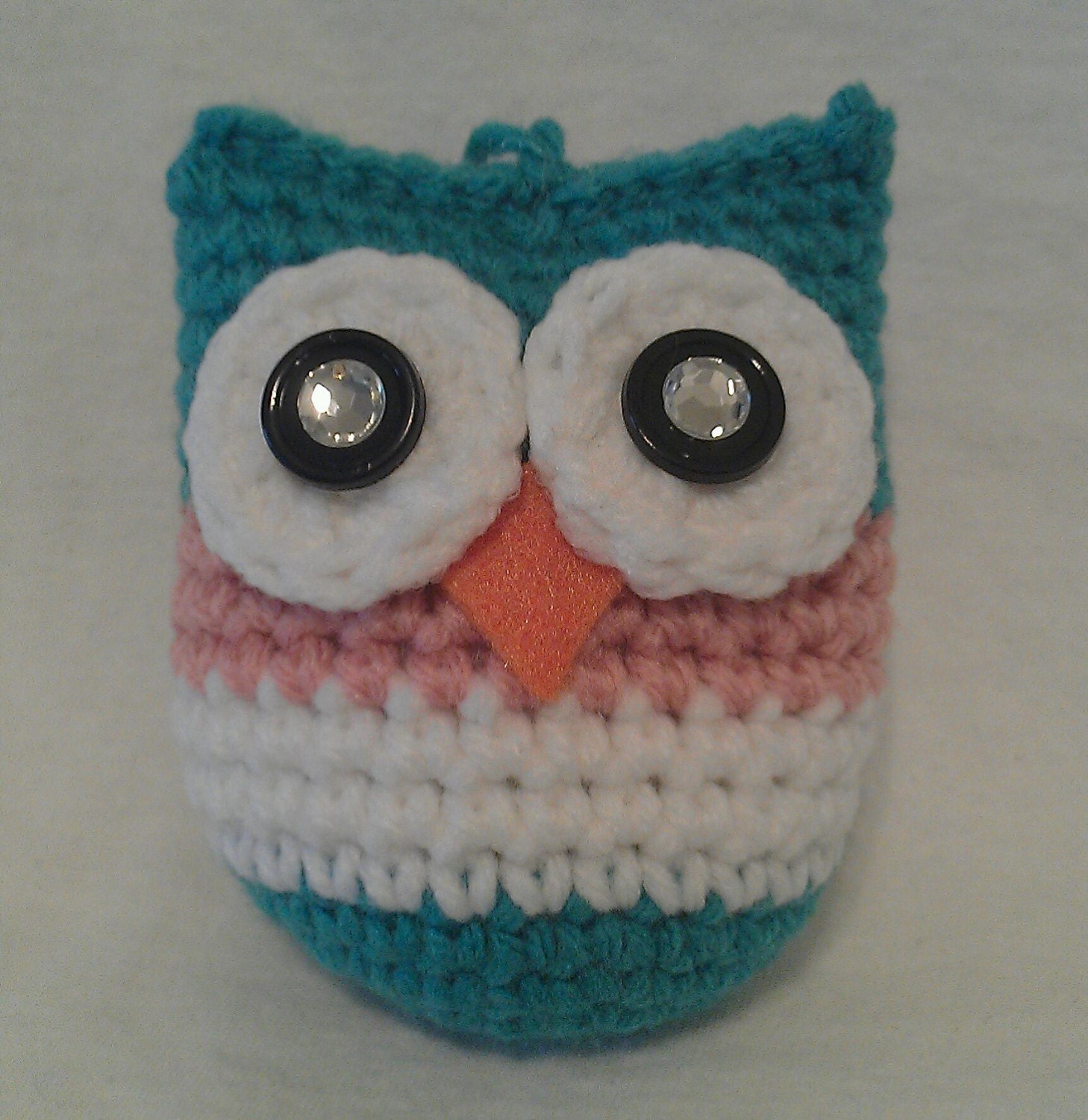 Hanging Crocheted Owl (Teal/Rose/White)