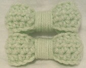 Crocheted Bow Clip Set (Light Green)