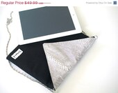 iPad Case, iPad Clutch, Back to School blue Silver iPad Sling Bag, iPad WATERPROOF Case, Ipad Bag with DETACHABLE straps,
