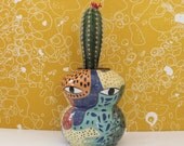 Psi-Succulent-Patterned- Ceramic Totem Vase
