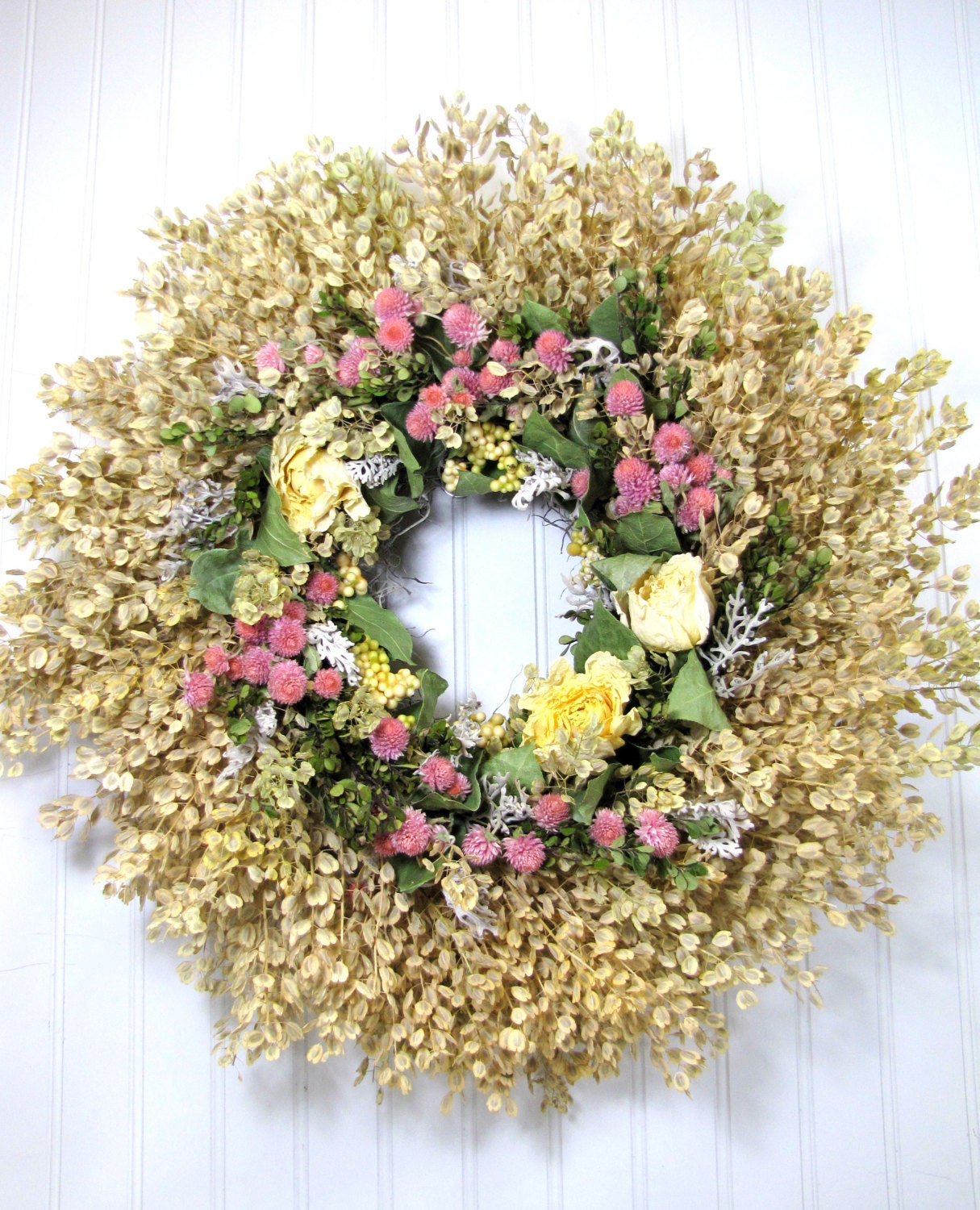 Dried Floral Wreath "Spring Surprise",  Wreaths,  Spring Wreath, Dried Flowers, Dried Flower Wreath