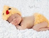 Little Chick Set Beanie and Diaper cover Baby Newborn Crochet Photography Prop