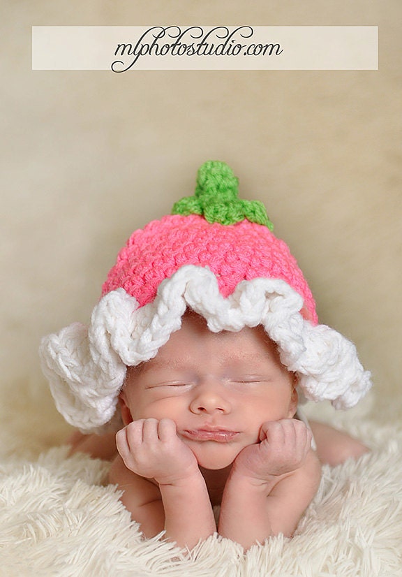 Pink Flower Hat Baby Newborn Crochet Photography Prop