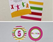 DIY Printable Bounce House Invitation Front and Back Design Plus Cupcake toppers Il_170x135