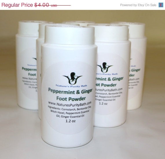 Memorial Day SALE Peppermint and Ginger Foot Powder - No Talc - Travel Size