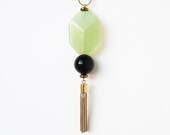 NEW -  Sea green jade and onix necklace