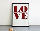 Love (or change). Red screenprint 8.3 x 11.7 (A4)