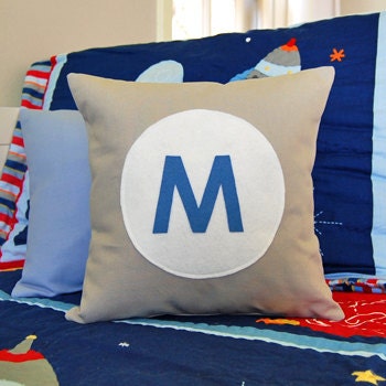 personalized kids' throw pillow : initial "M"