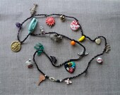 Vintage phone hello kitty owl duck sun banana on cashmere necklace