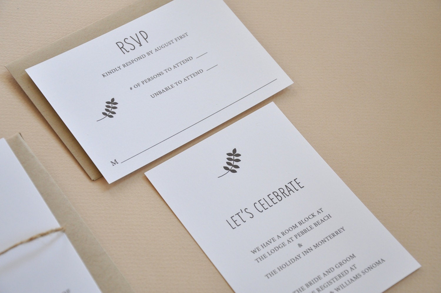 DEPOSIT - Rustic Twine Wedding Invitation Suite
