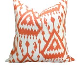 Schumacher Vientiane ikat pillow cover in Coral - 20 x 20