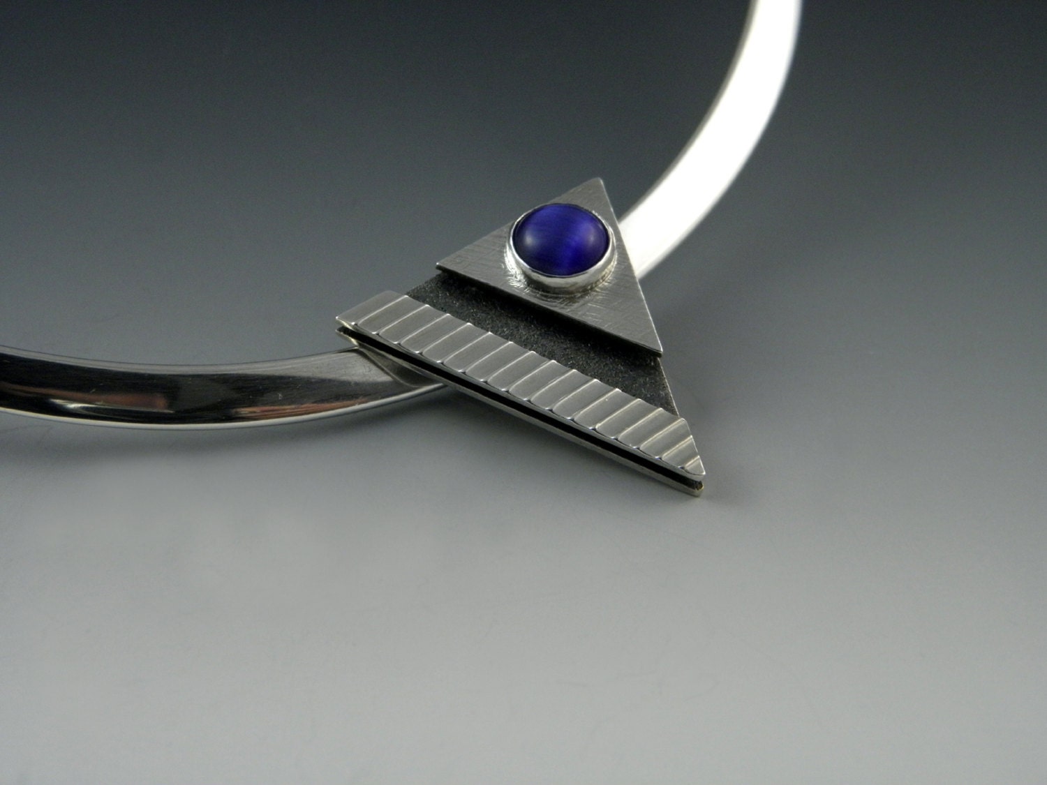 Silver Triangle w/ Blue Stone Pendant