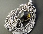 AAA Lemon Smokey Quartz Sterling Silver Paisley Necklace
