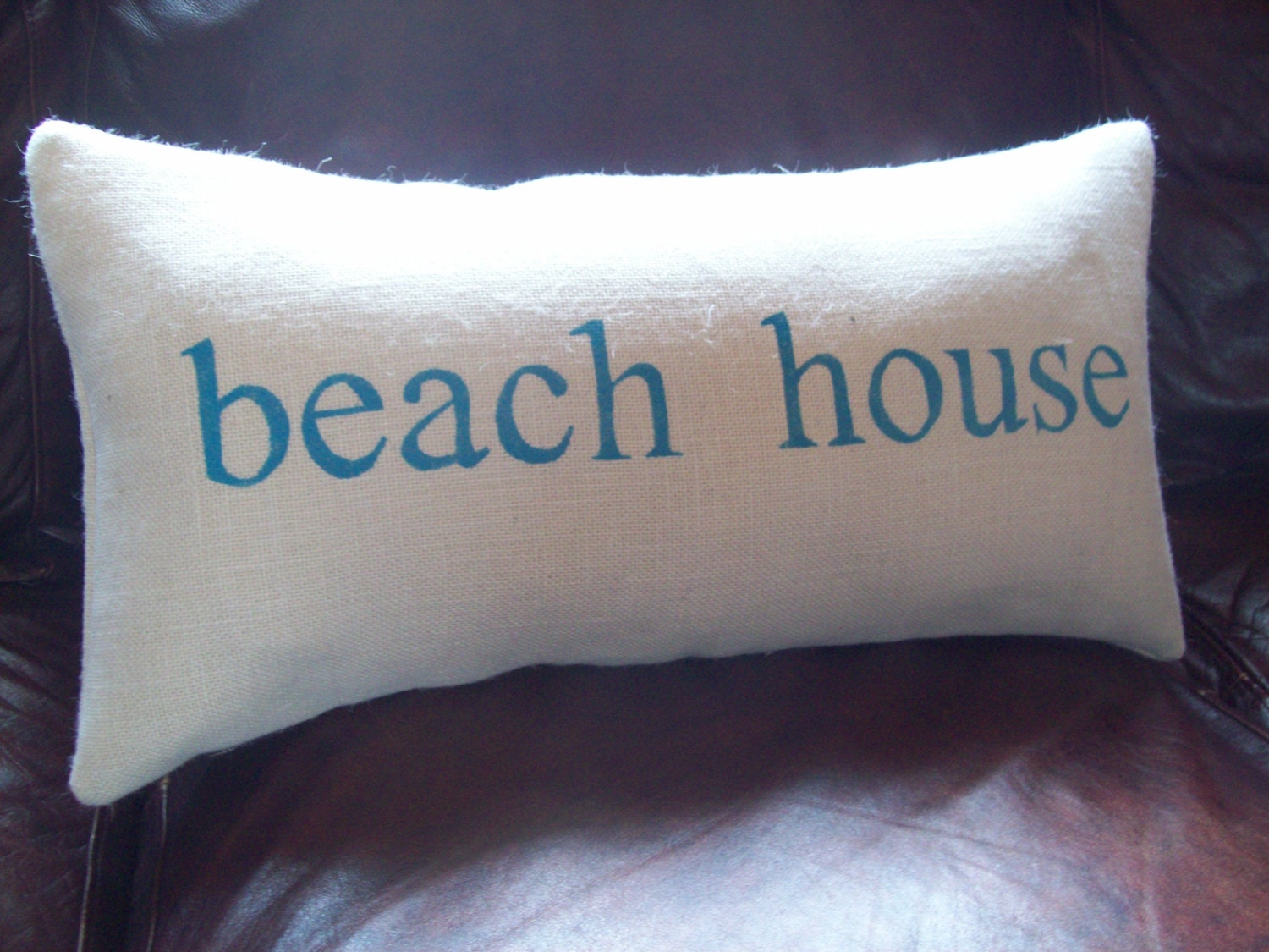 beach house Burlap Decorative Pillow Cover 12 x 24 - Beach Pillow Cover - Beach Cottage Pillow Cover - Burlap Pillow Cover