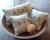 Mini Pillows - Bowl Fillers - Decorative Accessories - sun, sea, sand - Burlap Bowl Fillers - Beach House Decor - Coastal Decor