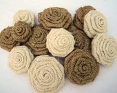 Set of 15 Burlap Flowers Rustic Wedding Decorations Burlap Roses