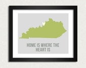 Kentucky Home is 10 x 8 inch Travel Map I heart USA SALE buy 2 get 3