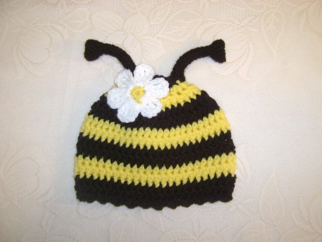 Bumble Bee Crocheted Hat - Photo Prop - Available in Any Size or Color Combination